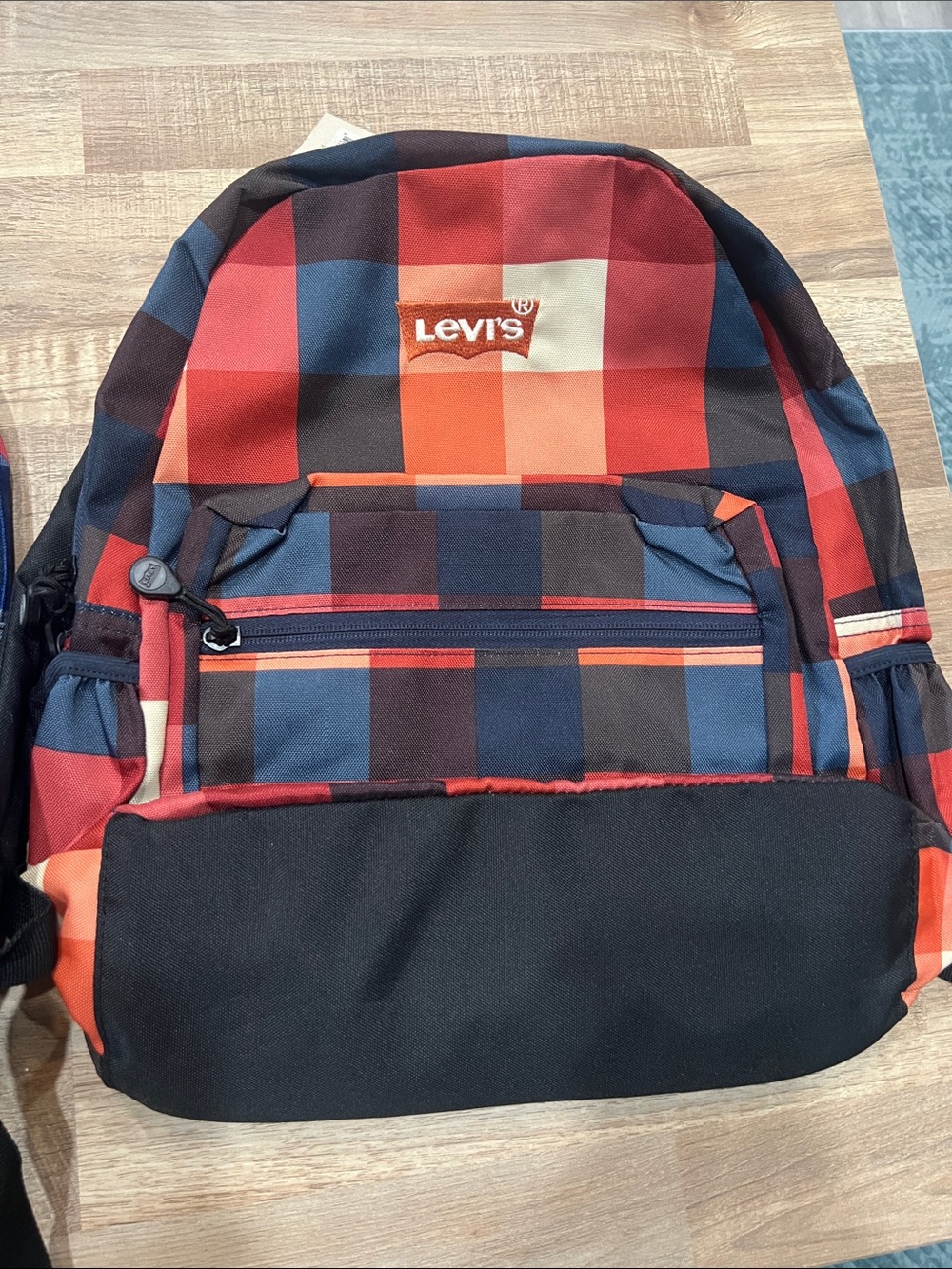 Levi's Red & Orange Plaid Backpack NWT